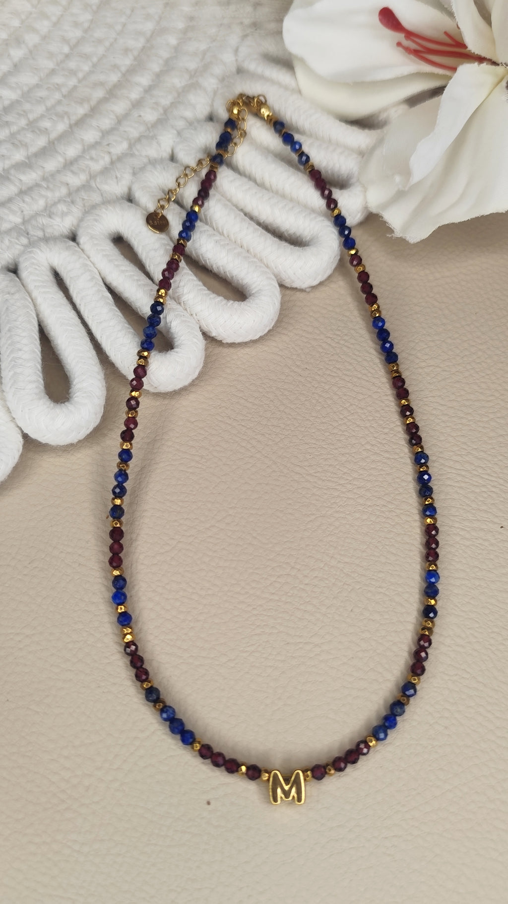 Lapis Lazuli i Granat z Literką M