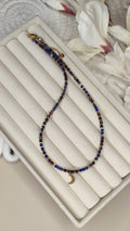 🌙 Naszyjnik Lapis Lazuli & Granat „Księżyc”