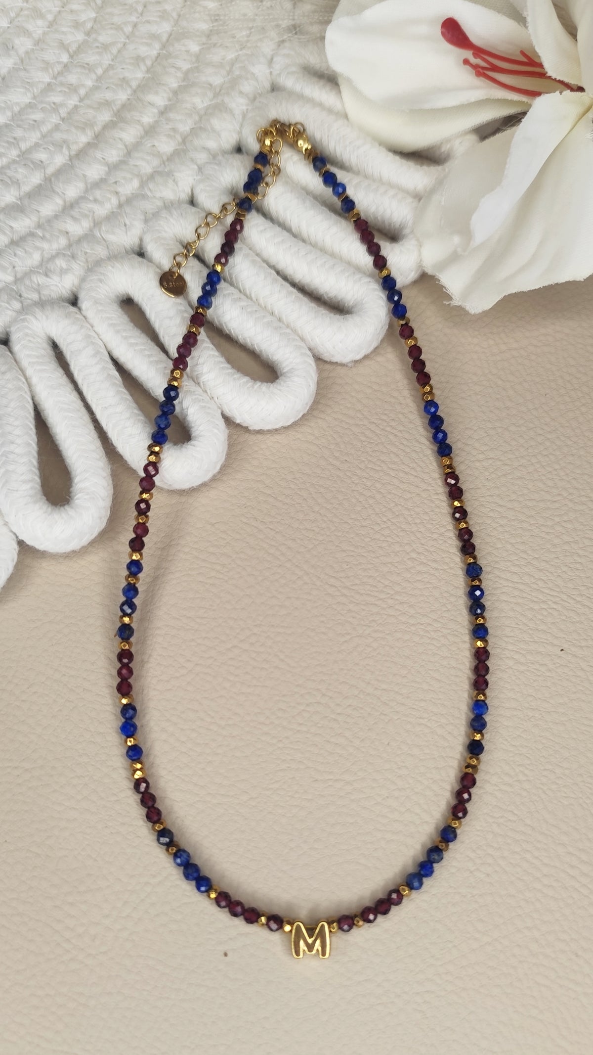 Lapis Lazuli i Granat z Literką M