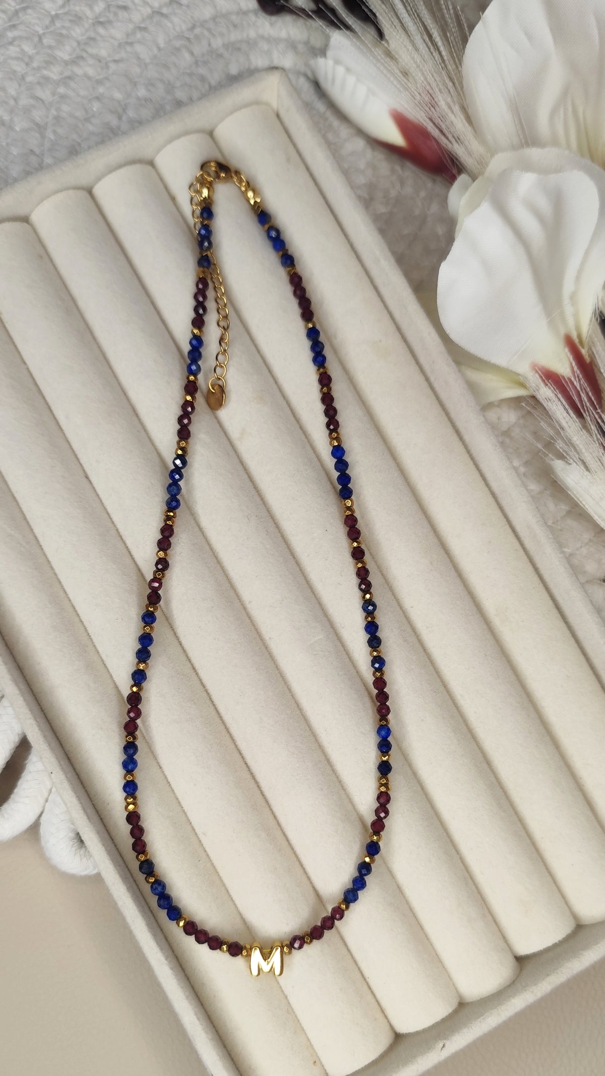 Lapis Lazuli i Granat z Literką M